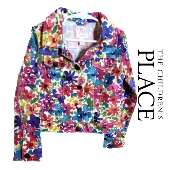 CHILDREN’S PLACE Floral Jean Jacket Button Front Girl’s Sz S 5/6 - Picture 1 of 7